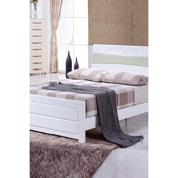 Giường ngủ gỗ công nghiệp màu trắng