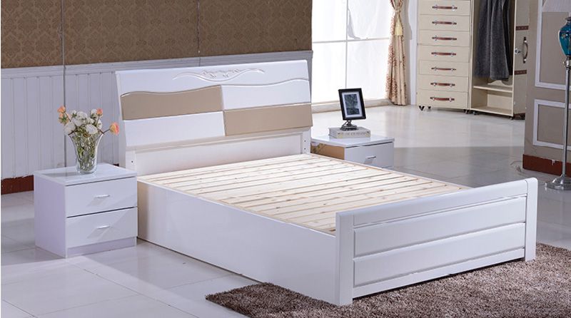 Giường ngủ gỗ công nghiệp màu trắng