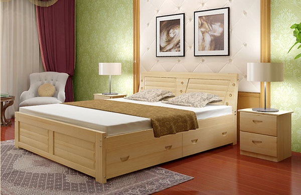 Giường ngủ gỗ sồi trắng