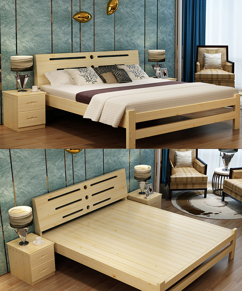 Giường ngủ gỗ thông rộng 1m8x2m2