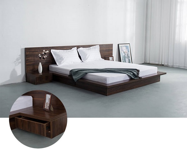 Giường hộp gỗ có hộc đầu giường